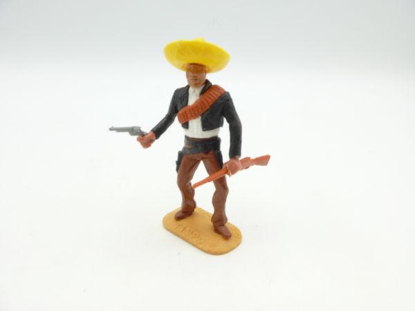 Timpo Toys Mexikaner stehend mit Pistole + Gewehr, schwarz/weiß