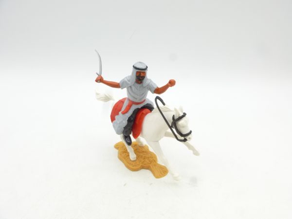 Timpo Toys Arab on horseback with lunging sabre, silver grey