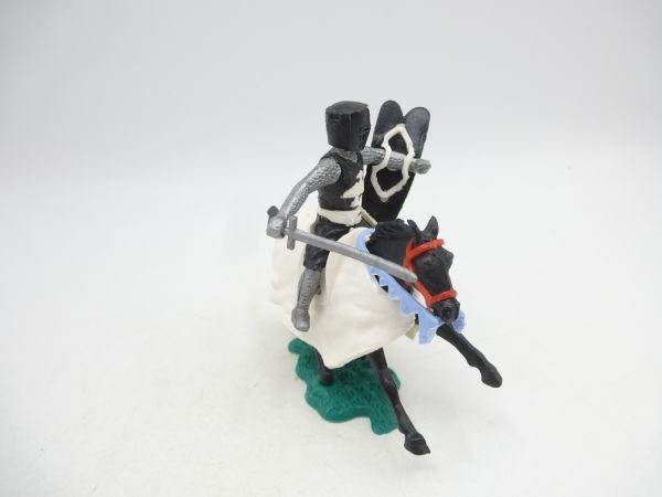 Timpo Toys Mittelalterritter zu Pferd mit Schwert, schwarz/weiß