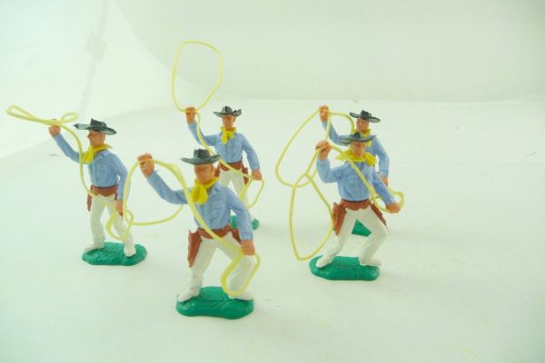 Timpo Toys 5 lasso throwers - nice colour combination, as good as new