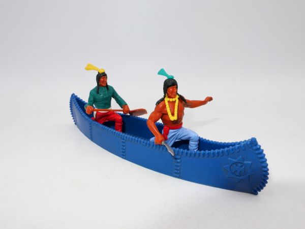 Timpo Toys Canoe with 2 Indians 2nd version (dark blue) - rare