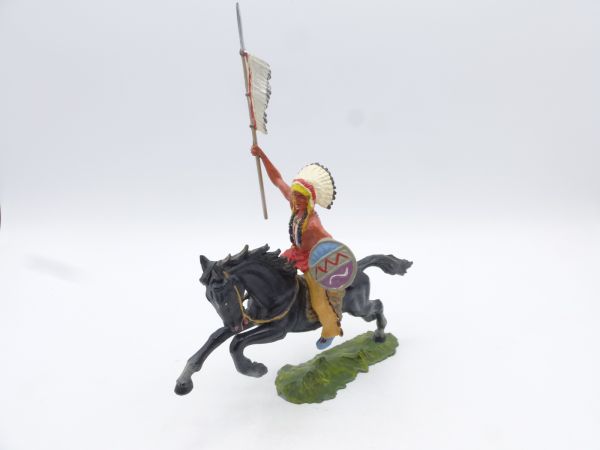Elastolin 7 cm Chief on horseback with lance, No 6854, painting 2b