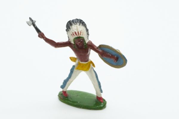 Merten Indian with shield and tomahawk - early figure