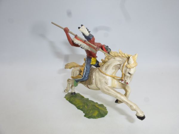 Elastolin 7 cm Indianer zu Pferd mit Lanze, Nr. 6853 - frühe 3a Bemalung