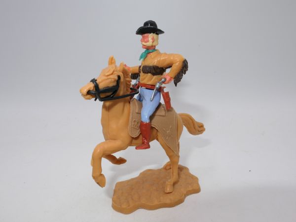 Timpo Toys General Custer with fringed shirt on horseback, pulling pistol