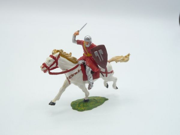 Elastolin 4 cm Norman with sword on horseback, No. 8874 - beautiful figure, see photos
