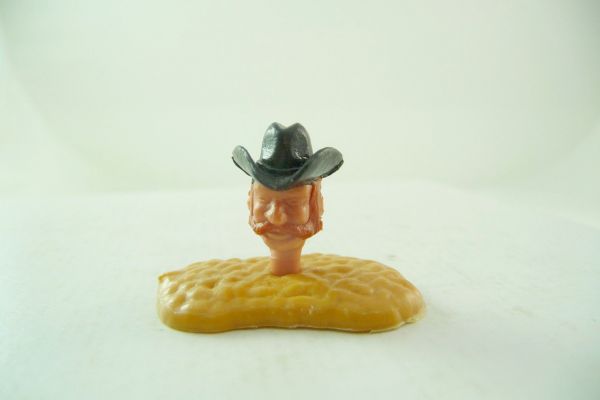 Timpo Toys Cowboy's head 3. version black hat, red-brown hair, beard