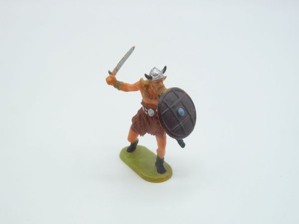 Elastolin 4 cm Viking with sword repelling, No. 8506, brown tunic