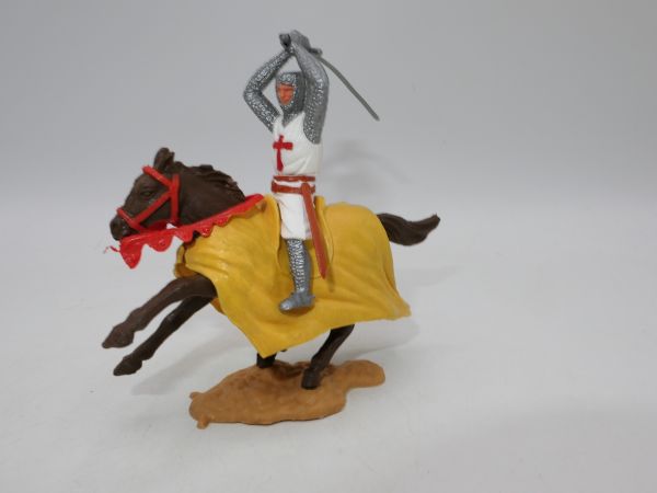 Timpo Toys Crusader 1st version on horseback, striking with both hands