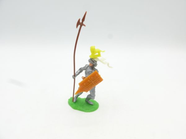 Elastolin 5,4 cm Knight standing with spear + shield (yellow/brown shield)