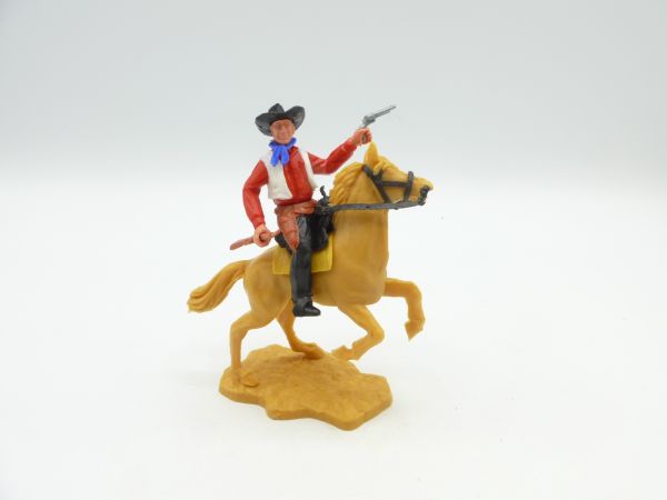 Timpo Toys Cowboy 2nd version riding with pistol + rifle - great horse