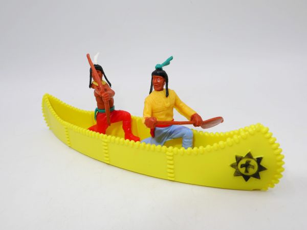 Timpo Toys Canoe with 2 Indians (bright yellow)