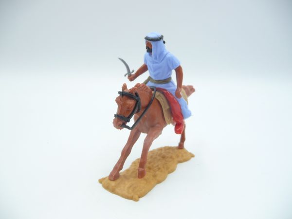 Timpo Toys Arab on horseback with dagger (light blue, red inner robe, golden belt)
