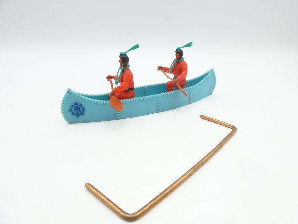 Timpo Toys Kanu (türkis mit blauem Emblem) mit 2 Indianern