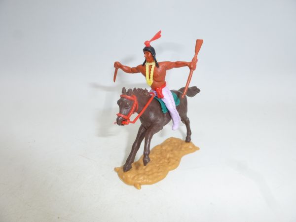 Timpo Toys Indianer 2. Version reitend mit Messer + Gewehr