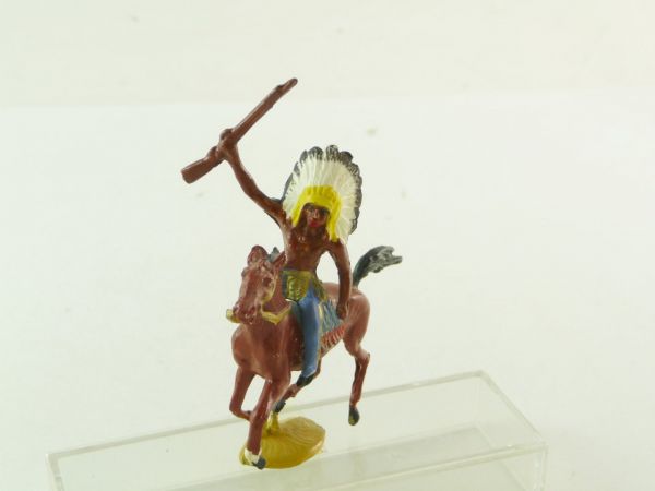 Merten Indian riding, holding up rifle - great painting