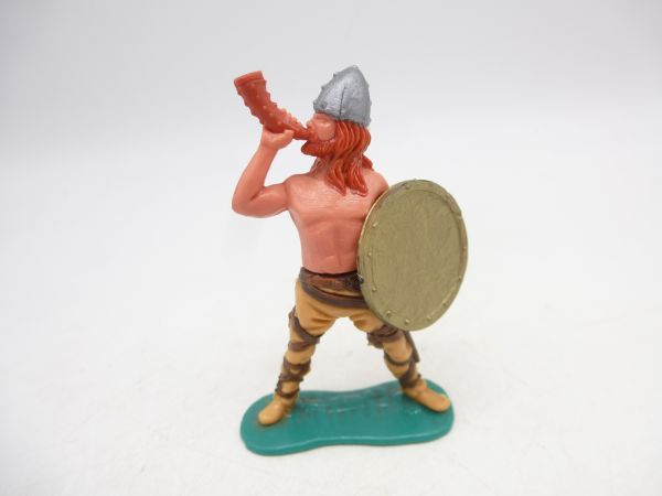 Timpo Toys Viking horn blower (red hair) with golden shield