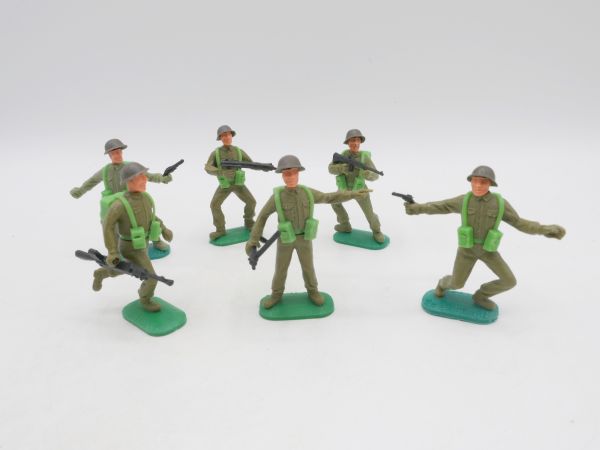 Timpo Toys Gruppe Engländer mit Stahlhelm (6 Figuren, 1. Version)