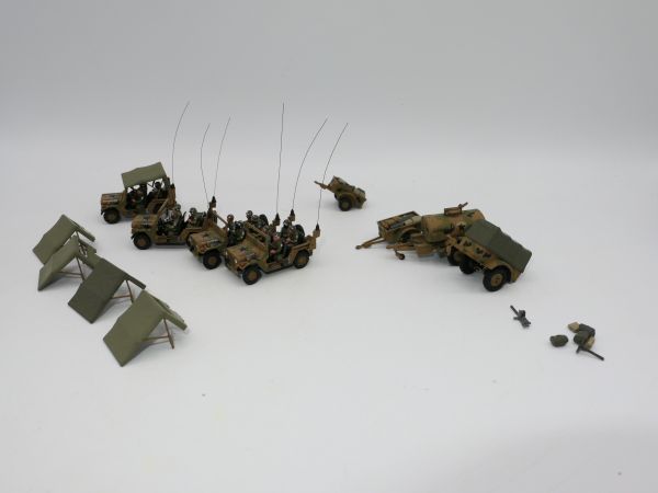 Roco Minitanks 4 Jeeps with crew, 4 trailers - great collector's painting
