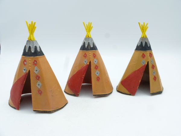 Britains Swoppets 3 Indian tipis with red entrance (made in England)