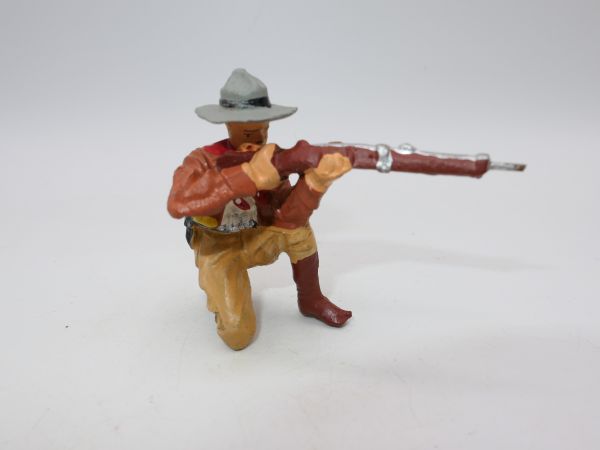 Elastolin (compound) Cowboy kneeling shooting, brown jacket - rare colour