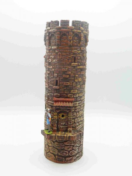 Elastolin Rundturm für "Braune Burg" Nr. 9747 - ohne Figur, inkl. Kleinem Aufsatz
