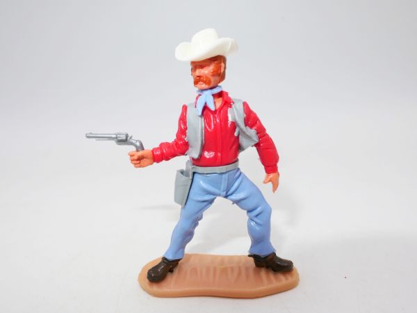 Timpo Toys Cowboy 4. Version stehend Pistole schießend - sehr seltener Kopf