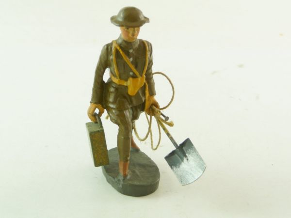 Elastolin Englishman with spade and bag - great figure, very good condition