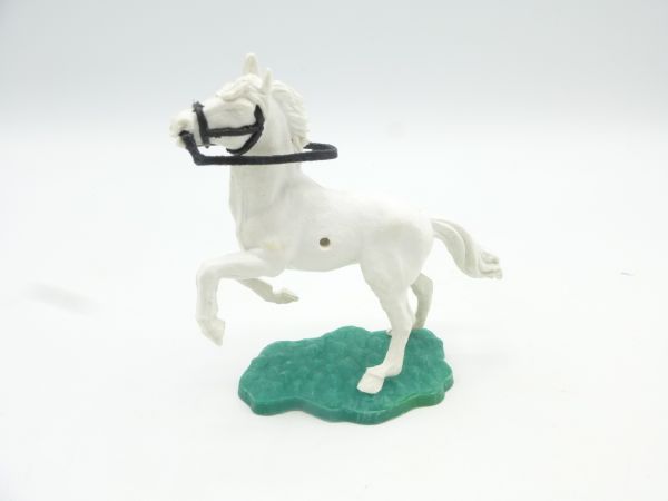 Timpo Toys Pferd aufsteigend, weiß, schwarze Zügel