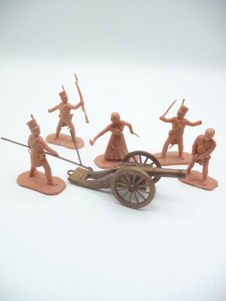 Waterloo figures with cannon (6 pieces), unknown manufacturer