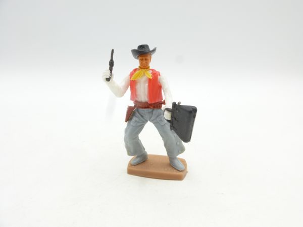 Plasty Cowboy stehend mit Pistole + Geldtasche