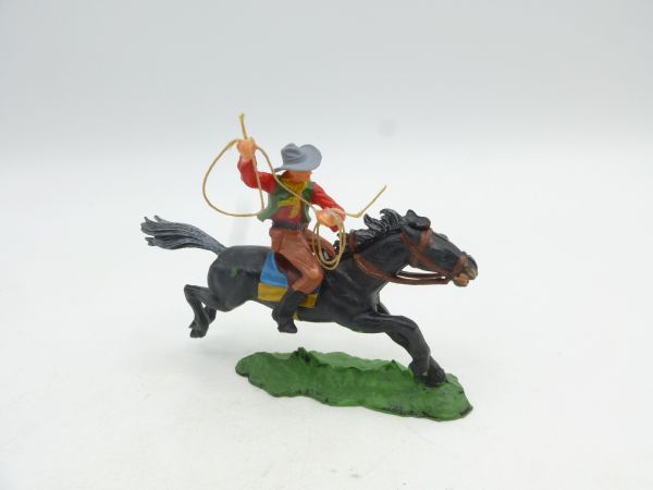 Elastolin 4 cm Cowboy zu Pferd mit Lasso, Nr. 6998 - ladenneu