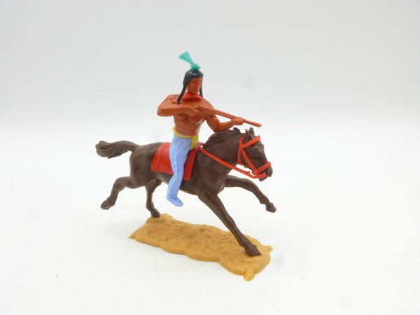 Timpo Toys Indian 2nd version on horseback, shooting rifle