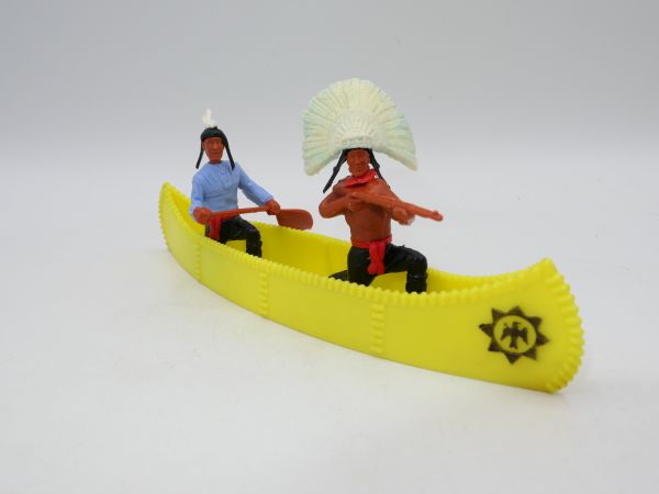 Timpo Toys Kanu leuchtend gelb / schwarzes Emblem mit 2 Indianern