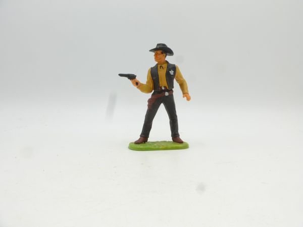 Elastolin 7 cm Sheriff with pistol, No. 6985, light orange shirt