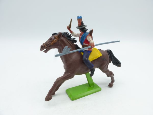 Britains Deetail Apache on horseback with pistol + spear - painting s. photos