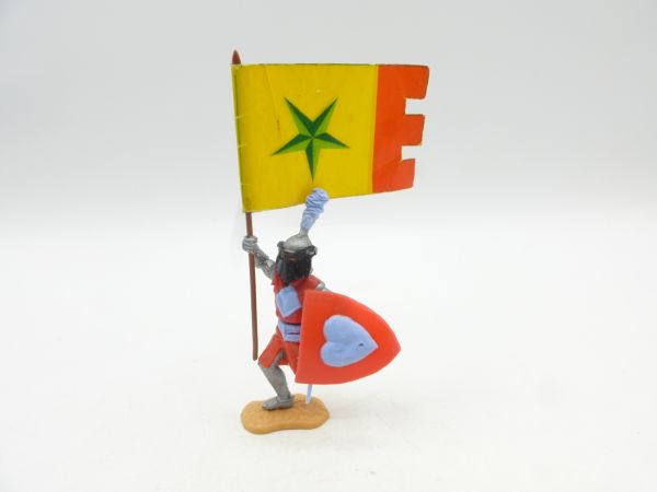 Timpo Toys Visor knight running, red/light blue - rare original flag