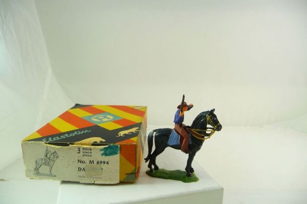 Elastolin 4 cm Cowboy on horseback peering, No. 6994 - orig. packaging