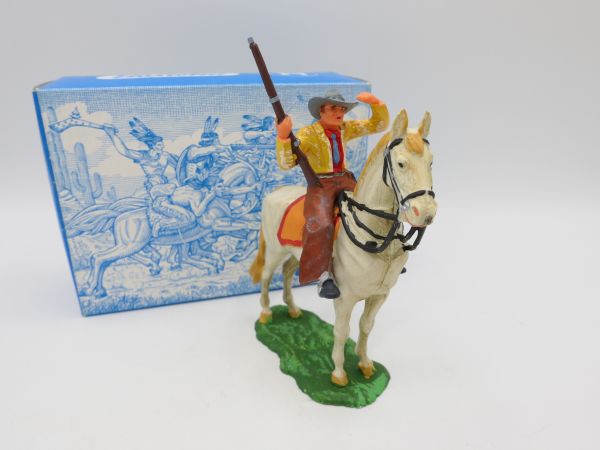 Elastolin 7 cm Cowboy on horseback, peering, No. 6994 - orig. packaging
