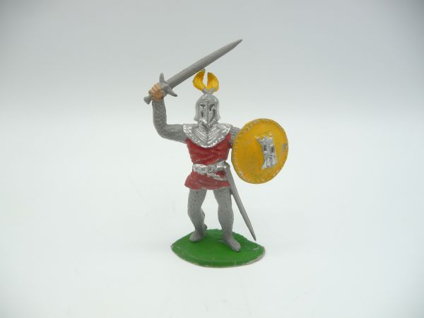 Timpo Toys Ritter mit Schwert über dem Kopf + Schild, rot/gelb - ladenneu