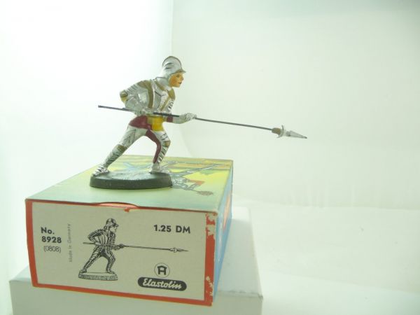 Elastolin composition Knight with lance going ahead - rare orig. packing, brand new
