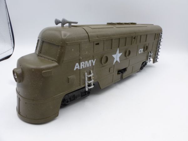 Timpo Toys Army Train Lokomotive - bespielter Zustand, s. Fotos