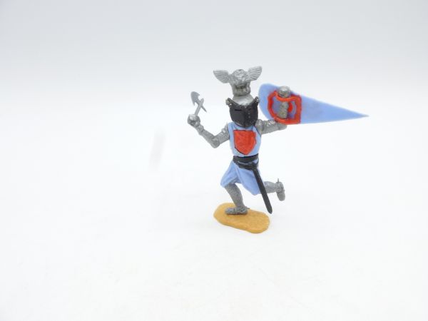 Timpo Toys Visor knight running, light blue - shield loops ok