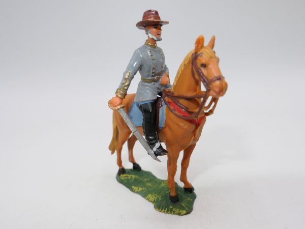 Elastolin 4 cm Südstaaten: Offizier zu Pferd, Nr. 9185 - leicht bespielt