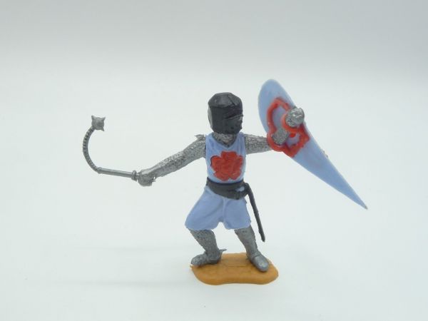 Timpo Toys Medieval knight standing with flail, light-blue/red