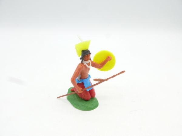 Elastolin 5,4 cm Iroquois kneeling with spear + shield - top condition