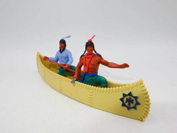 Timpo Toys Canoe with 2 Indians (beige), incl. light blue feather