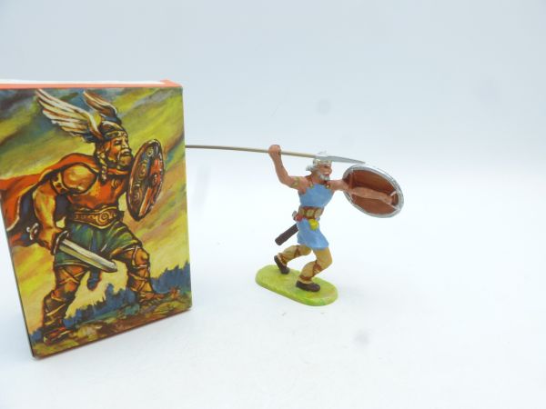 Elastolin 7 cm Viking attacking with spear, No. 8508, painting 2 - orig. packaging