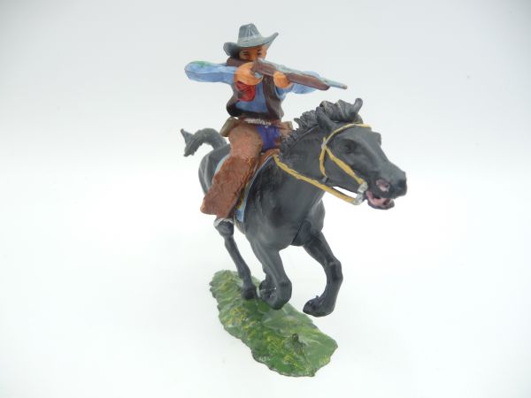 Elastolin 7 cm Cowboy zu Pferd mit Gewehr, Nr. 6996 - toller Zustand