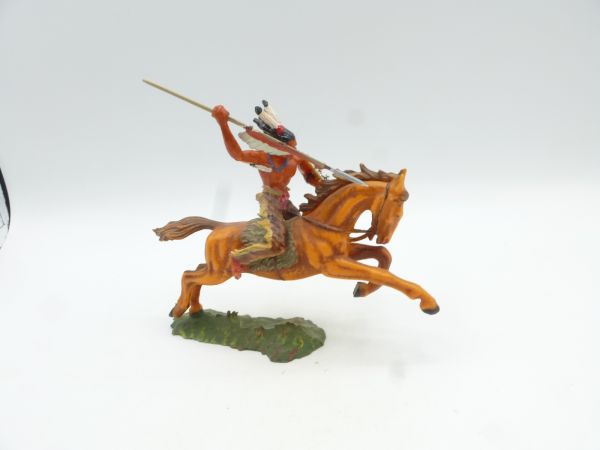 Elastolin 7 cm Indianer zu Pferd mit Lanze, Nr. 6853 - tolle Figur